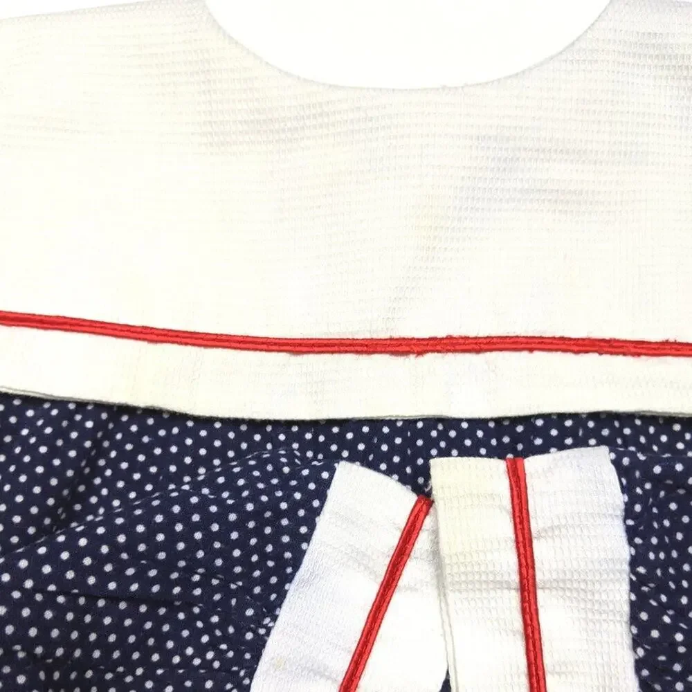 Vintage Youngland Dress Girls Size 4T Navy Polka Dot Sailboat